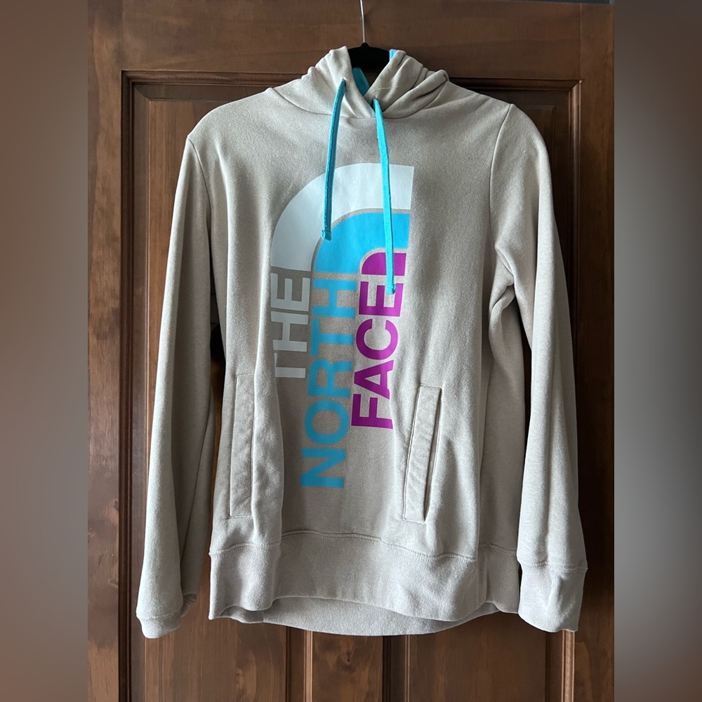 Large | the North Face Hoodie | Tan with Purple and Blue